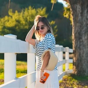Blue and White Striped Top